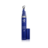 Blue eye gel container with a white background