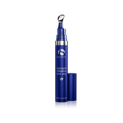Blue eye gel container with a white background