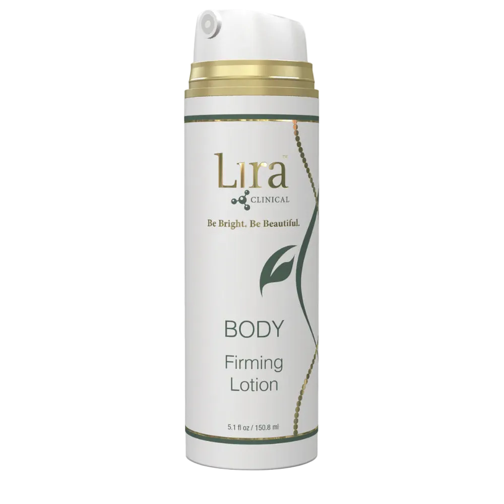 Lira Clinical body firming lotion bottle on a white background