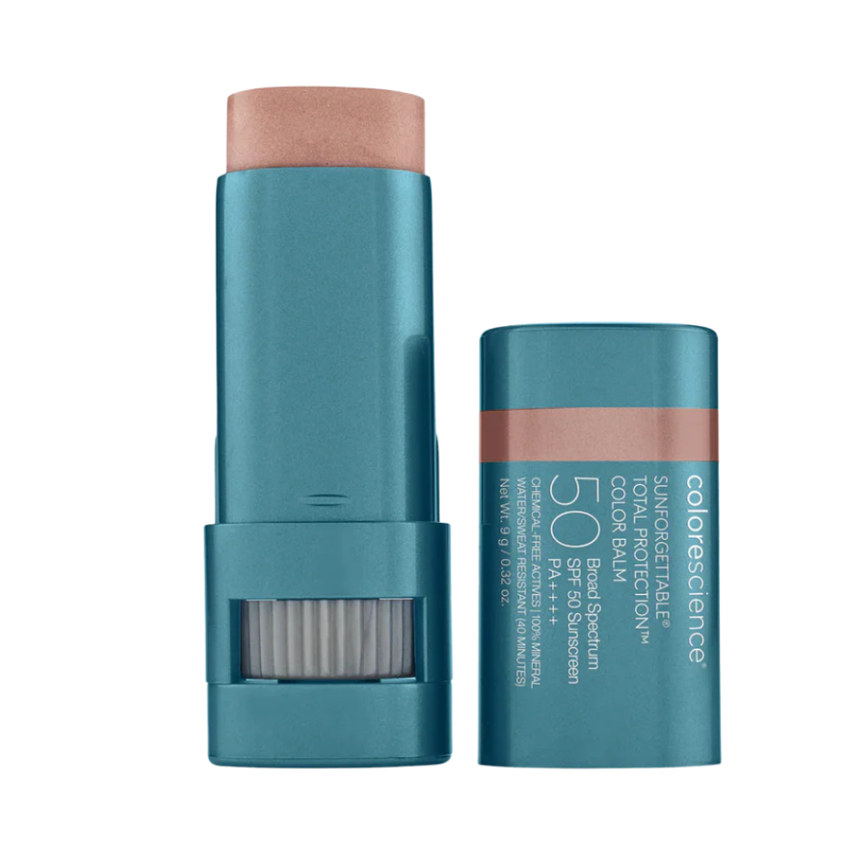 Two Colorescience sunscreen sticks on a white background