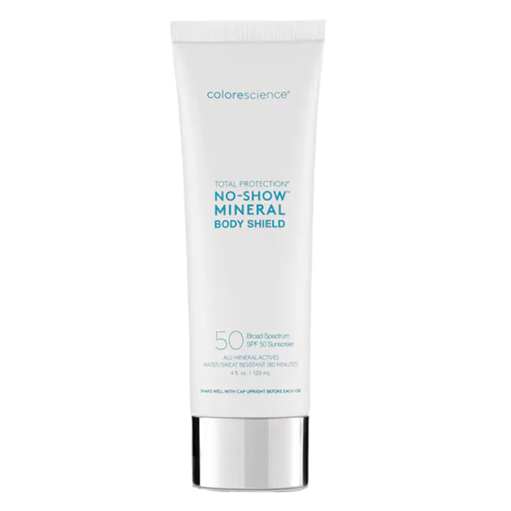 Tube of Colorescience No-Show Mineral Body Shield on a white background