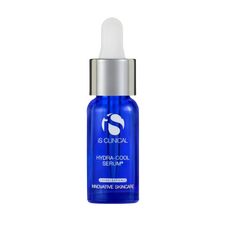 Blue serum bottle with dropper on a white background