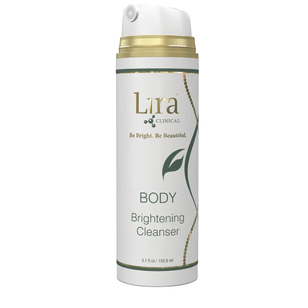 Lira Clinical body brightening cleanser bottle on a white background