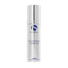 Skincare bottle labeled 'NeckPerfect Complex' by IS Clinical on a white background