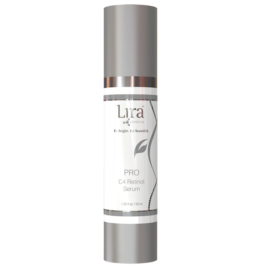 Lira skincare serum bottle on a white background