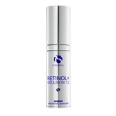Skincare bottle labeled 'Retinol+ Emulsion 1.0' on a white background