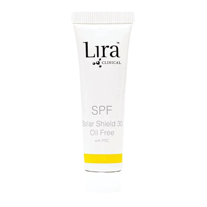 Lira Clinical SPF 30 Solar Shield cream tube on a white background