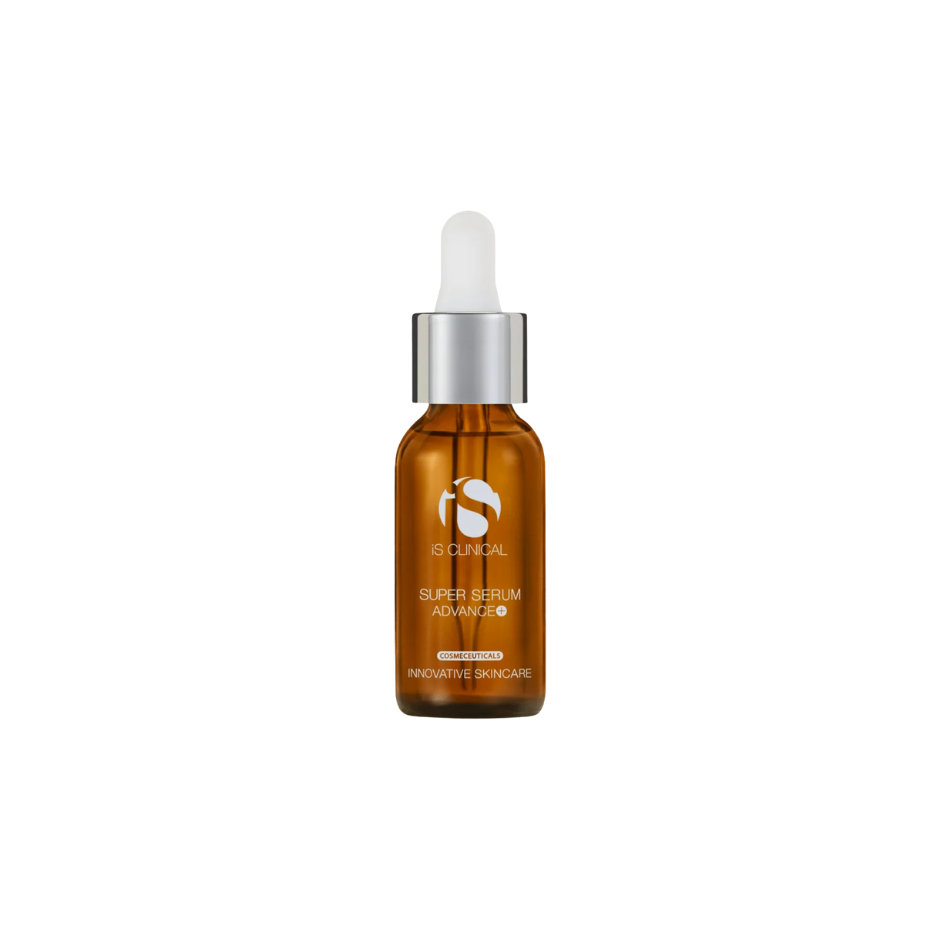 Brown serum bottle with dropper on a white background