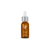 Brown serum bottle with dropper on a white background