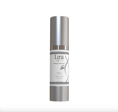 Silver Lira skincare bottle on a white background