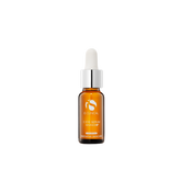 Orange serum bottle with dropper on a white background