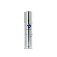 Silver skincare bottle labeled 'fis clinical' on a white background