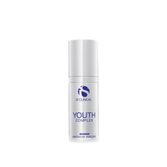 Skincare bottle labeled 'Youth Complex' by IS Clinical on a white background