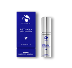 Retinol+ Emulsion 0.3 packaging and bottle on a white background