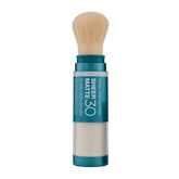 Sheer Matte 30 sunscreen brush with blue casing on a white background