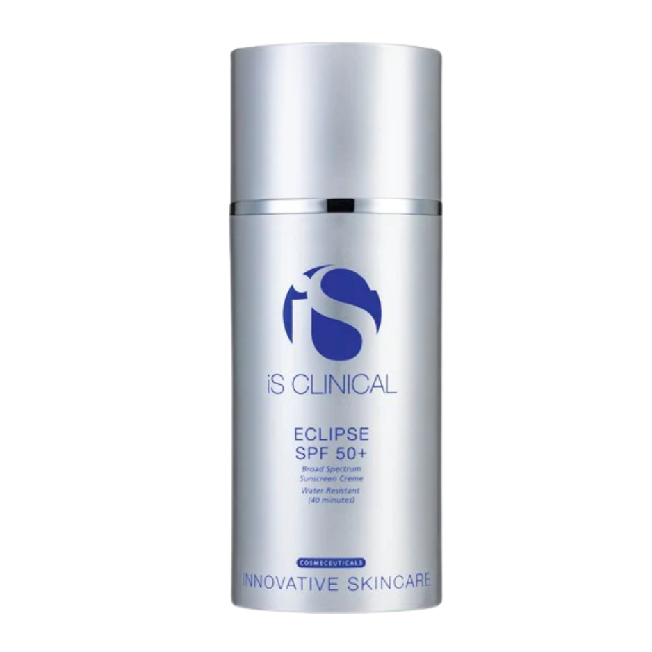 Skincare bottle labeled 'iS Clinical' on a white background