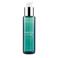 Cosmetic bottle labeled 'Barrier Pro' by colorescience on a white background