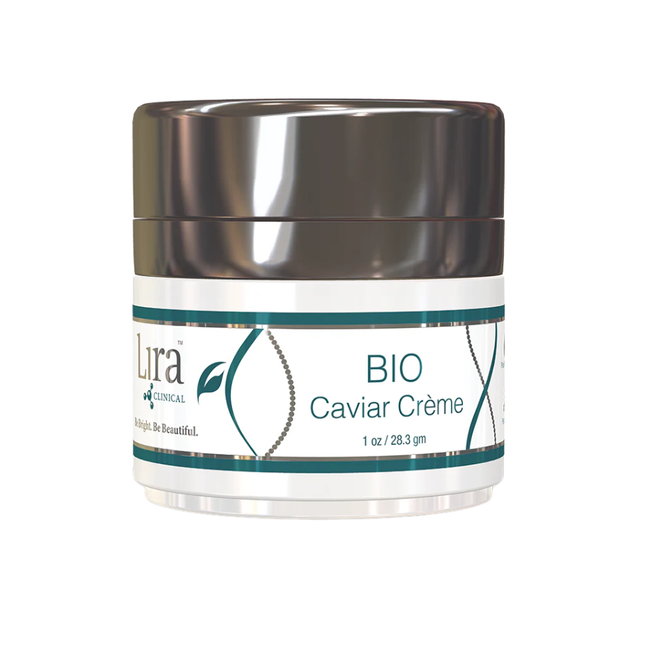 Jar of Lura Bio Caviar Creme on a white background