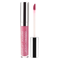 Colorscience Peptide Lip Shine with pink lip gloss and silver applicator on a white background