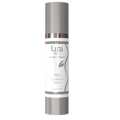 Lira skincare serum bottle on a white background