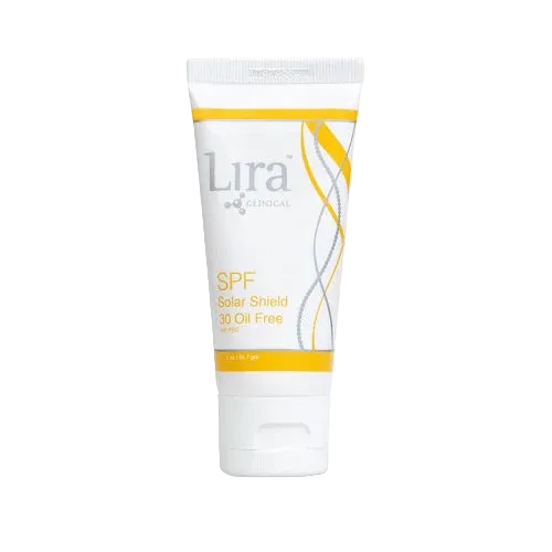 Tube of Lira SPF Solar Shield 30 Oil Free on a white background