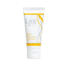 Tube of Lira SPF Solar Shield 30 Oil Free on a white background