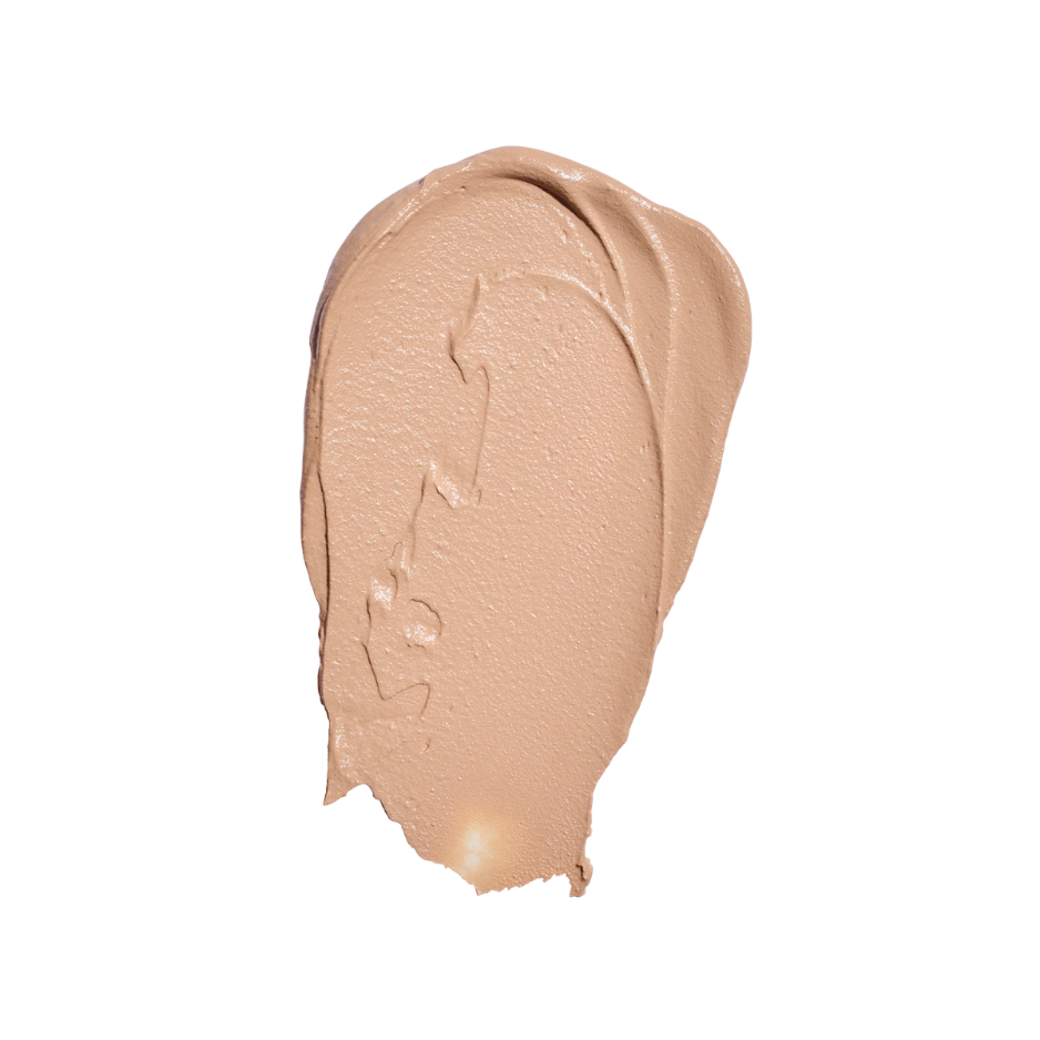 Beige makeup swatch on a white background