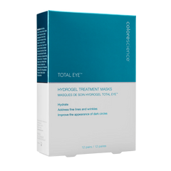 Colorescience Total Eye hydrogel treatment masks packaging on a white background