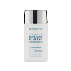 Colorescience No-Show Mineral Sunscreen bottle on a white background