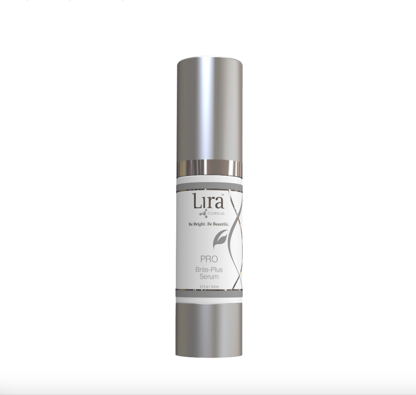Silver Lira skincare bottle on a white background