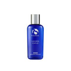 Blue bottle of IS Clinical Cleansing Complex on a white background