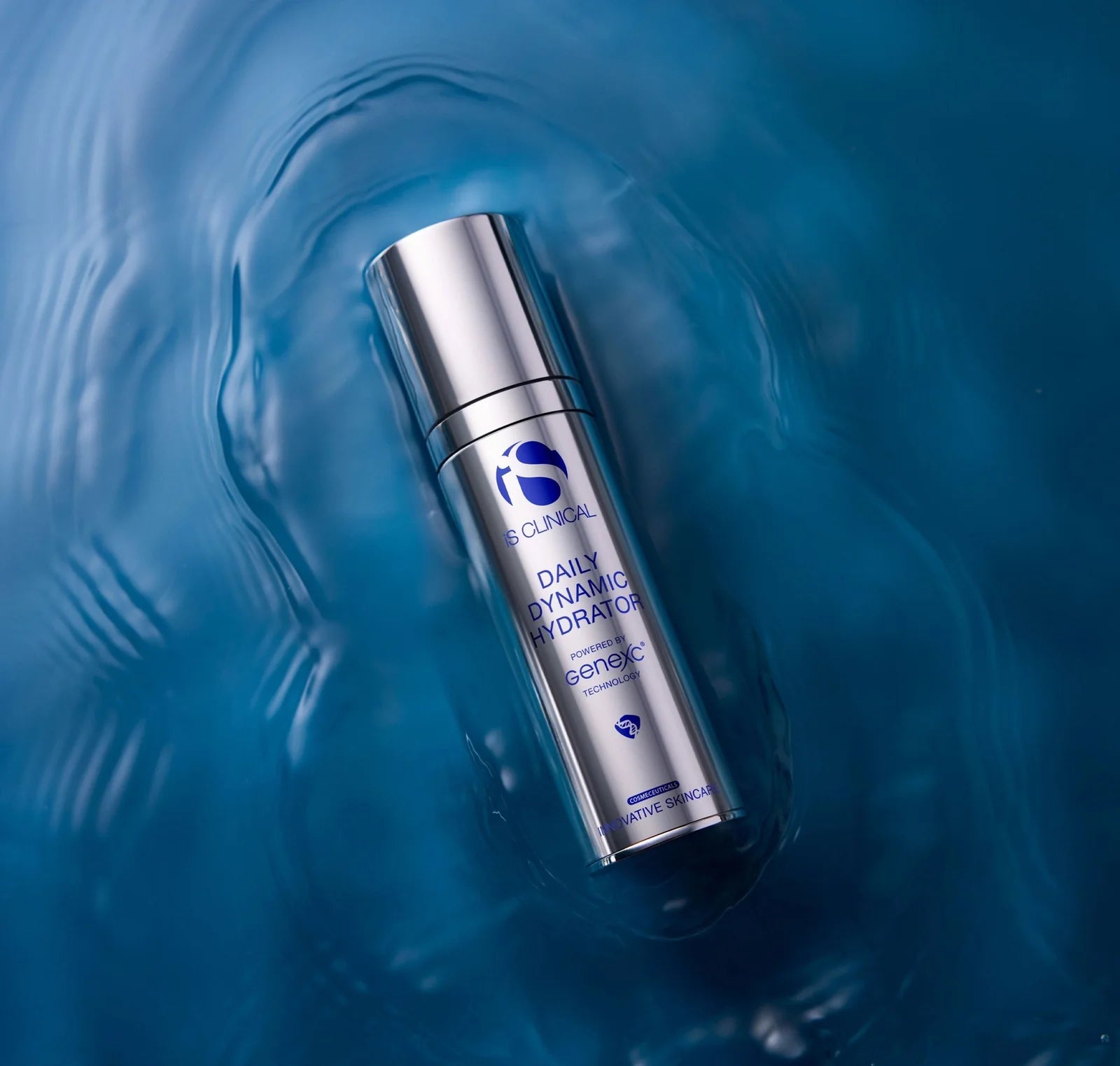 Cosmetic bottle labeled 'Neu' on a blue water background