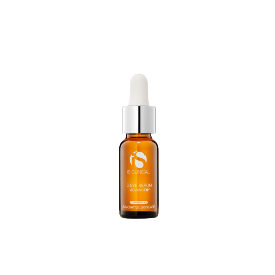 Orange serum bottle with dropper on a white background