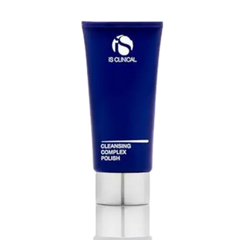Blue tube of IS Clinical Cleansing Complex Polish on a white background