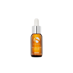 Skincare serum bottle with dropper on a white background
