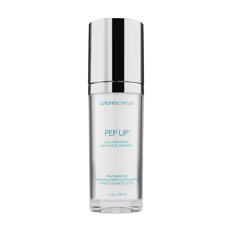 Colorescience Pep Up skincare bottle on a white background