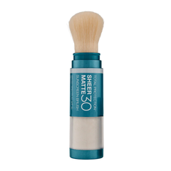 Sheer Matte 30 sunscreen brush with blue casing on a white background